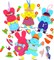 12 Easter Bunny Craft Set, Easter Crafts for Kids, Easter Foam Rubber Craft Sets, Easter Pendant Decoration Mix & Match, Easter Crafts with Children